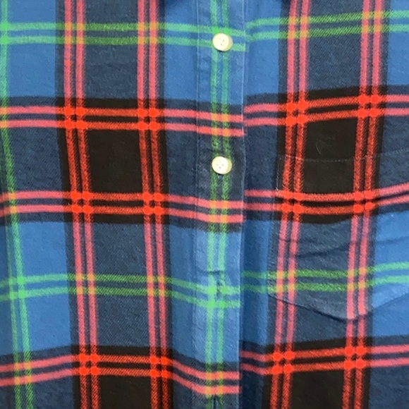 Madewell Blue Red Green Plaid Flannel Button Down Cabincore Casual Shirt 4925 - Picture 3 of 7
